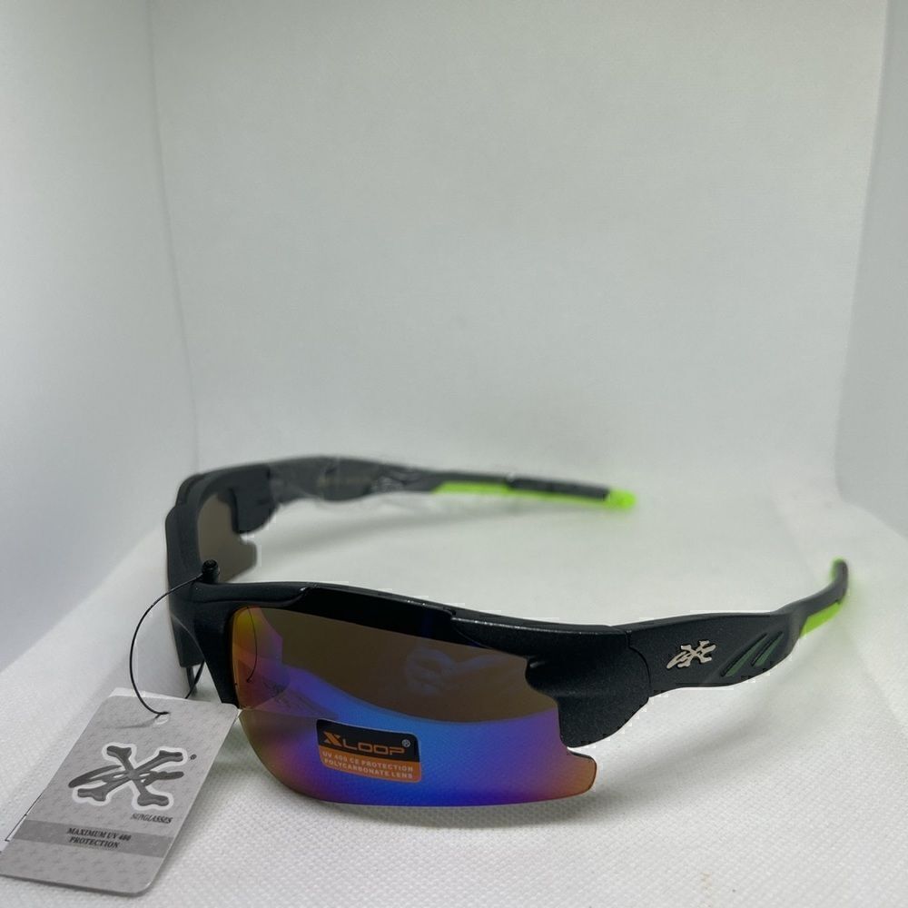 X-Loop Semi Rimless Wrap Mirrored Sunglasses